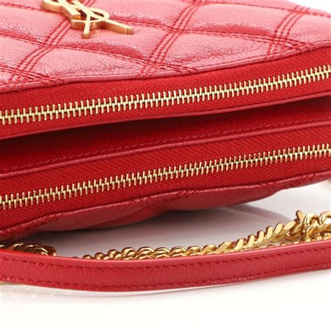 Saint Laurent Becky Double Zip Crossbody Bag Quilted Leather 